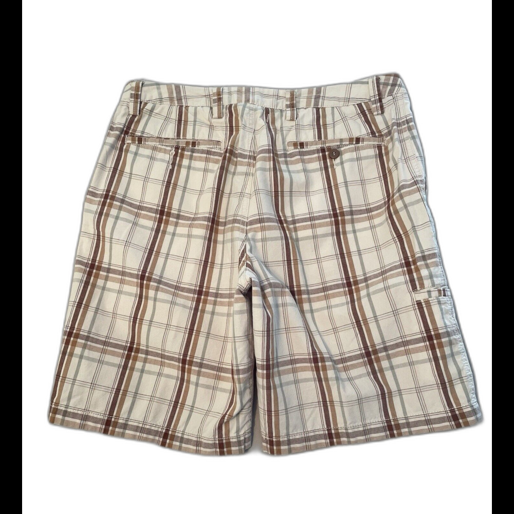 Dockers Shorts Men Size 36 Brown Plaid Flat Front